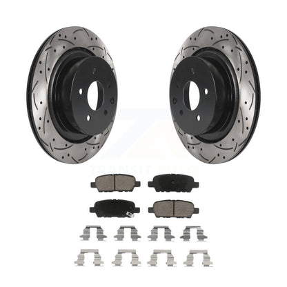 Coated Drilled Slot Disc Brake Rotor & Ceramic Pad Rear Kit For INFINITI G35 Q60