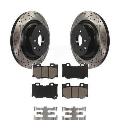 Drilled Slot Brake Rotor & Ceramic Pad Rear Kit For INFINITI G37 Nissan 370Z Q60