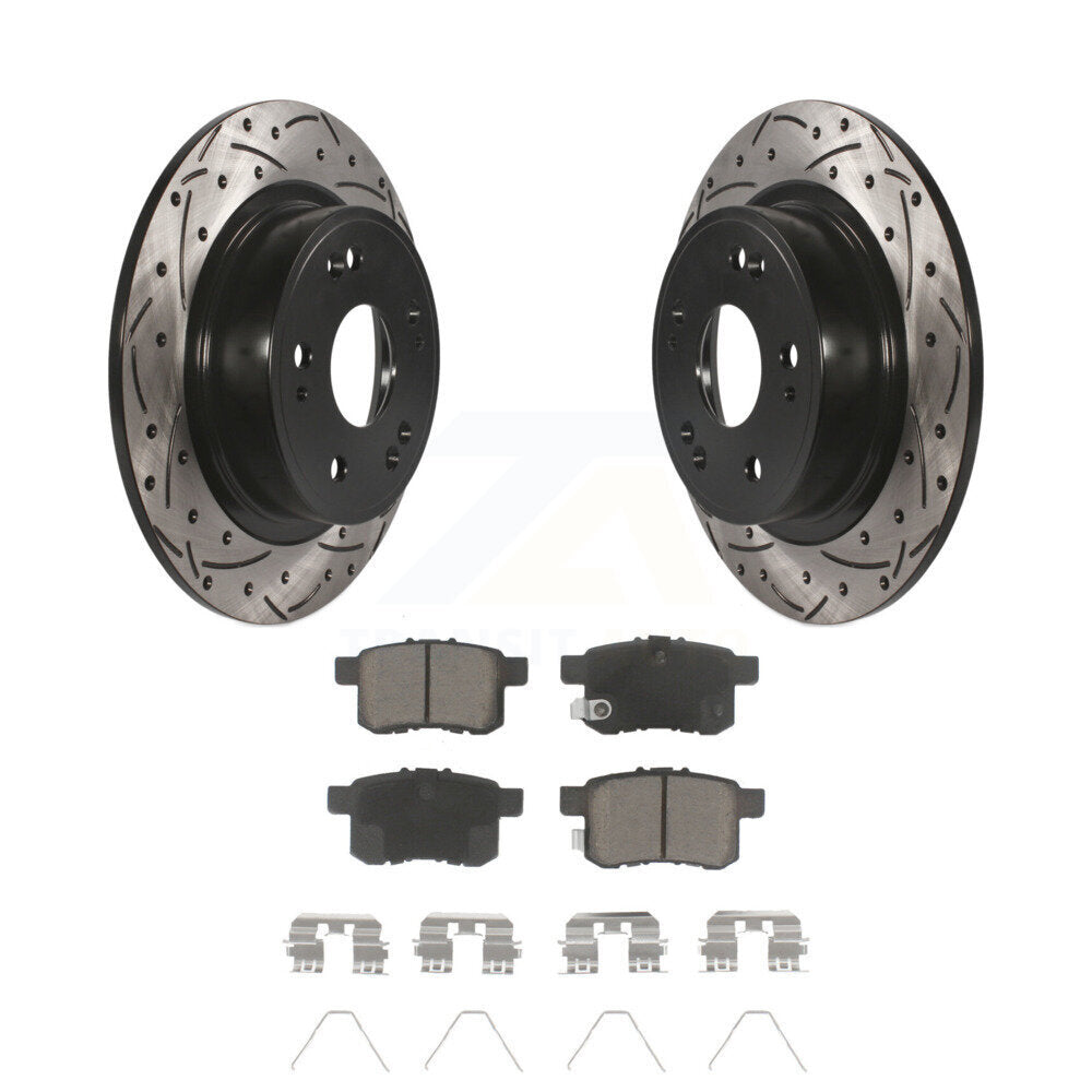 Coat Drill Slot Disc Brake Rotor Ceramic Pad Rear Kit For Honda Accord Acura TSX
