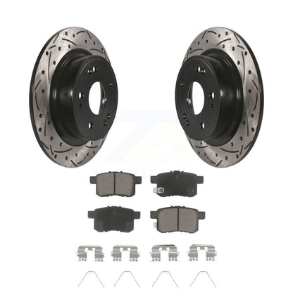 Coat Drill Slot Disc Brake Rotor Ceramic Pad Rear Kit For Honda Accord Acura TSX