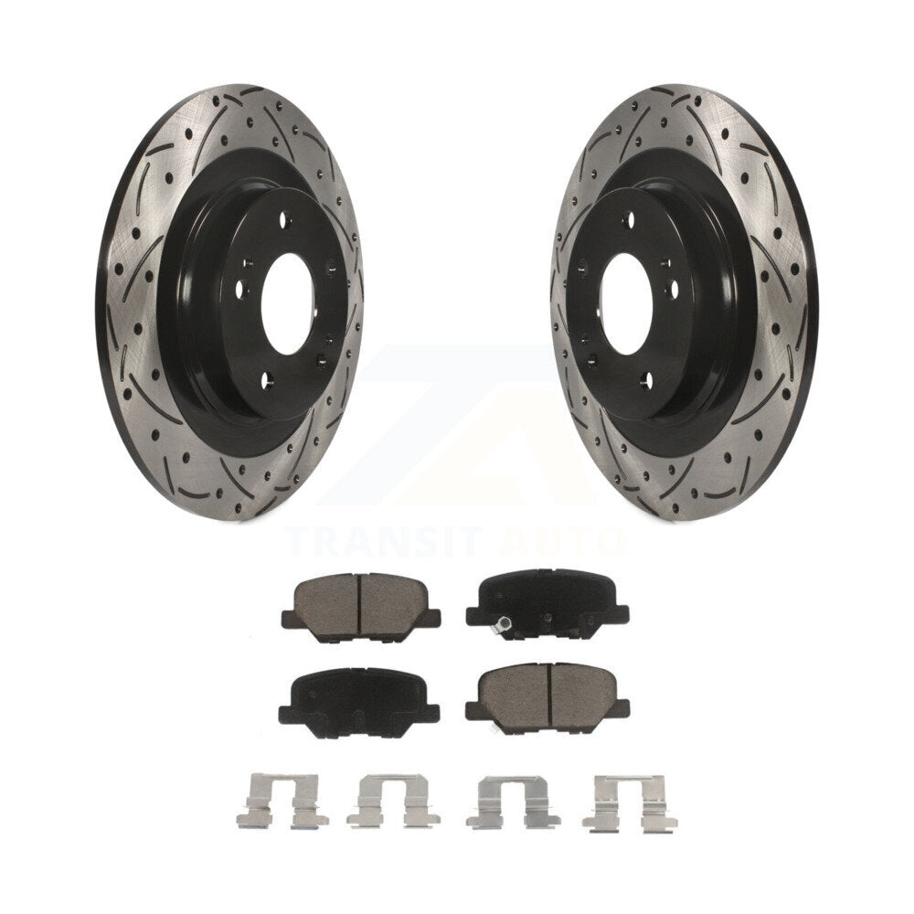 Drilled Slot Brake Rotors Ceramic Pad Rear Kit For Mitsubishi RVR Outlander PHEV