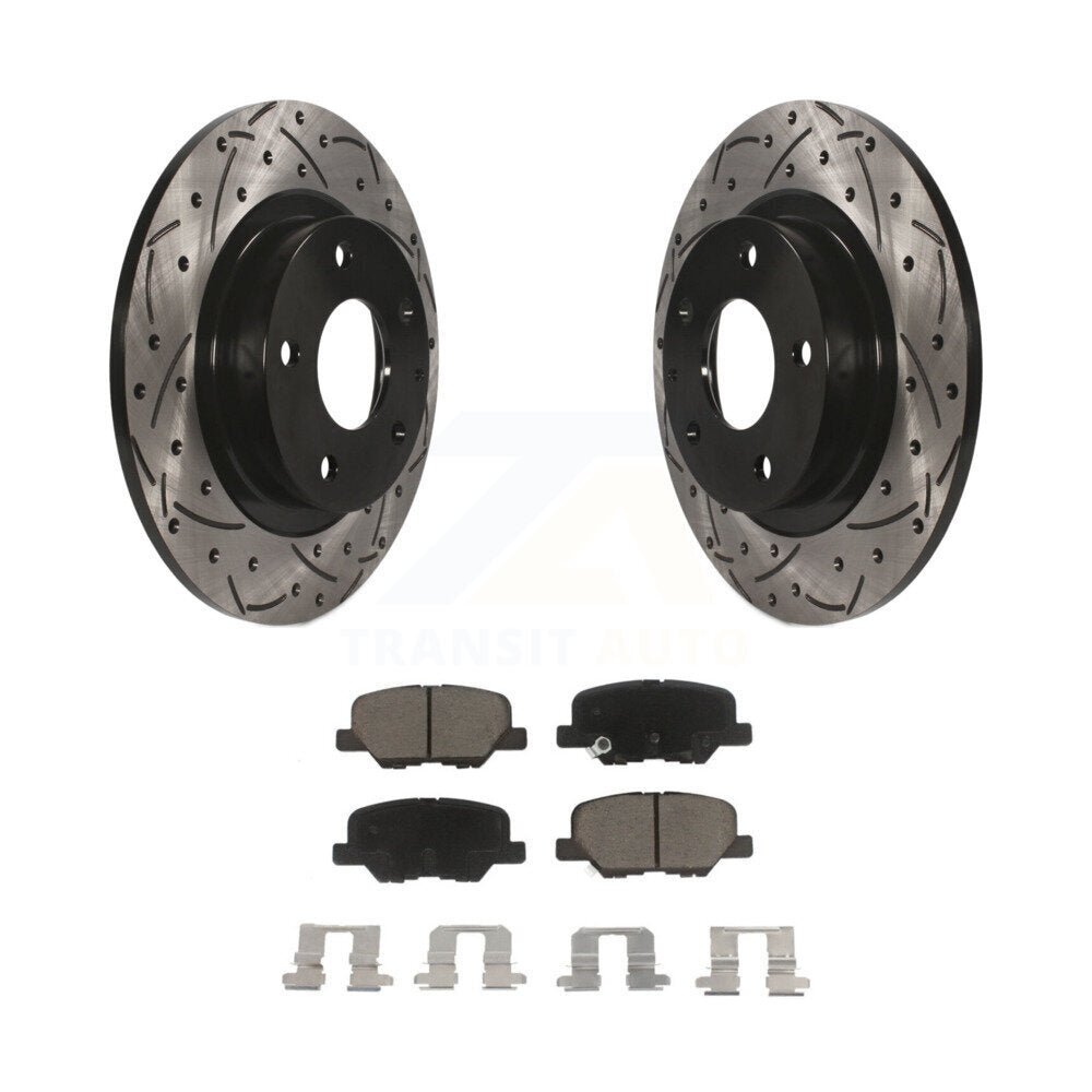 Coated Drilled Slot Disc Brake Rotors Ceramic Pad Rear Kit For 2014-2015 Mazda 6