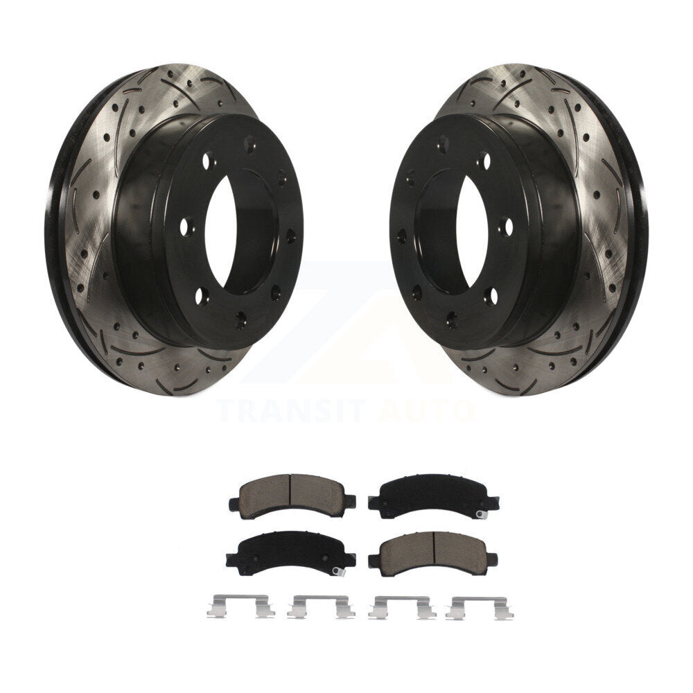 Drill Slot Brake Rotors Ceramic Pad Rear Kit For Chevrolet GMC Express 2500 3500