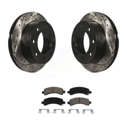 Drill Slot Brake Rotors Ceramic Pad Rear Kit For Chevrolet GMC Express 2500 3500
