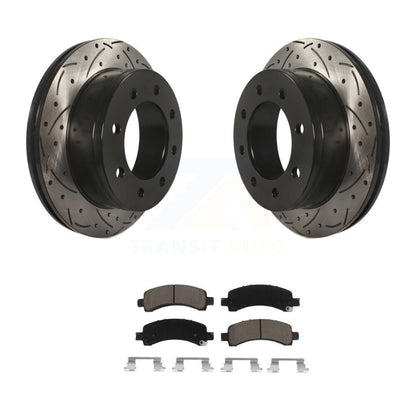 Drilled Slot Brake Rotor Ceramic Pad Rear Kit For GMC Chevrolet Savana 2500 3500
