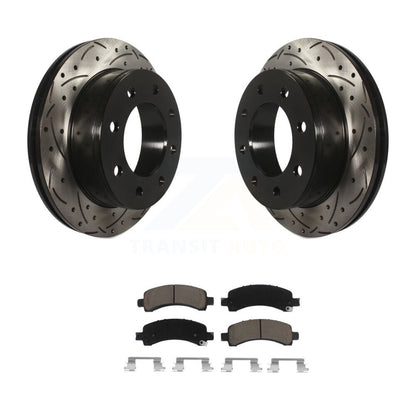 Drilled Slot Brake Rotor Ceramic Pad Rear Kit For GMC Chevrolet Savana 3500 2500