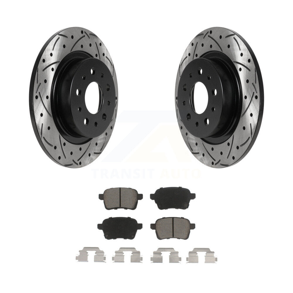 Coated Drill Slot Disc Brake Rotors Ceramic Pad Rear Kit For 2014-2020 Fiat 500L