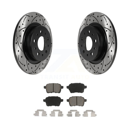 Coated Drill Slot Disc Brake Rotors Ceramic Pad Rear Kit For 2014-2020 Fiat 500L