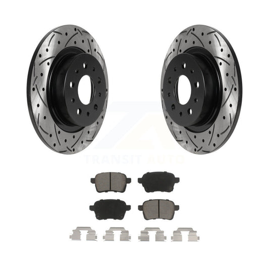 Coated Drill Slot Disc Brake Rotors Ceramic Pad Rear Kit For 2014-2020 Fiat 500L