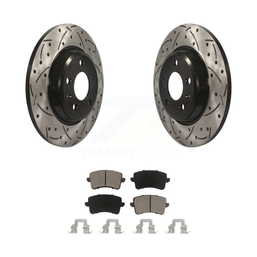 Drill Slot Brake Rotor Ceramic Pad Rear Kit For Audi Q5 A4 Quattro A5 allroad S5