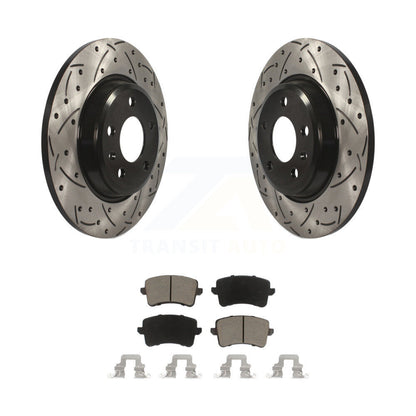 Drill Slot Brake Rotor Ceramic Pad Rear Kit For Audi Q5 A4 Quattro A5 allroad S5