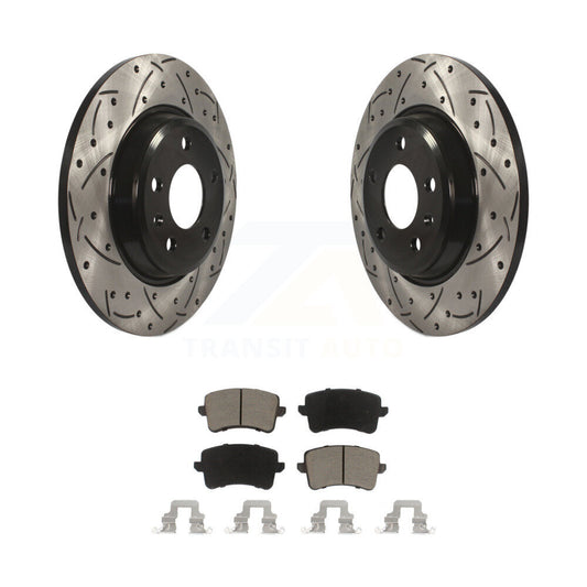 Drill Slot Brake Rotor Ceramic Pad Rear Kit For Audi Q5 A4 Quattro A5 allroad S5