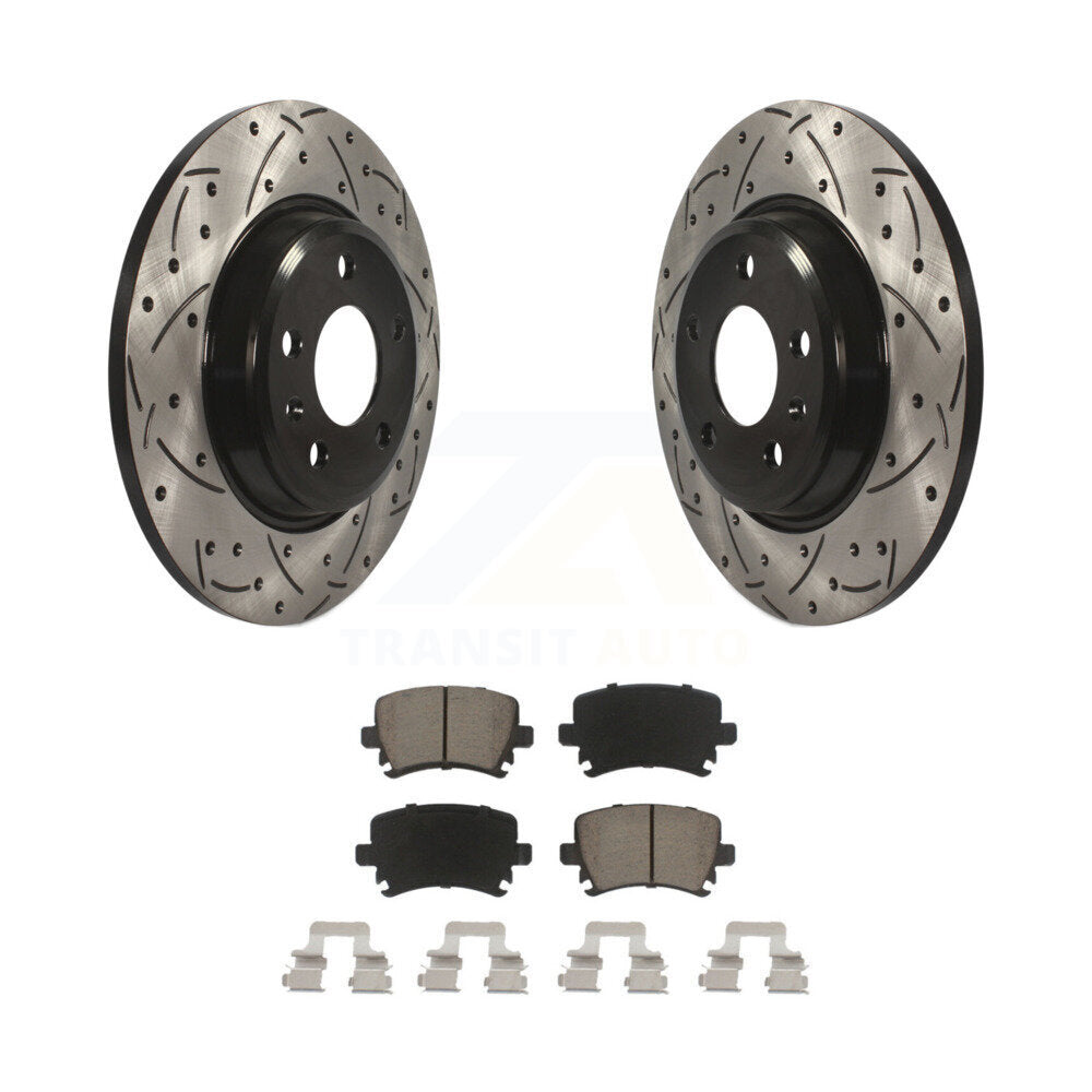 Drill Slot Brake Rotor Ceramic Pad Rear Kit For 2009 Audi A4 Quattro Convertible