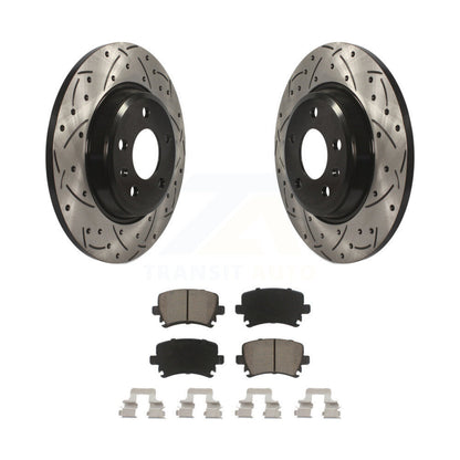 Drill Slot Brake Rotor Ceramic Pad Rear Kit For 2009 Audi A4 Quattro Convertible