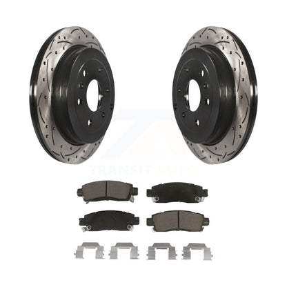 Drill Slot Brake Rotors Ceramic Pad Rear Kit For GMC Acadia Buick Enclave Saturn