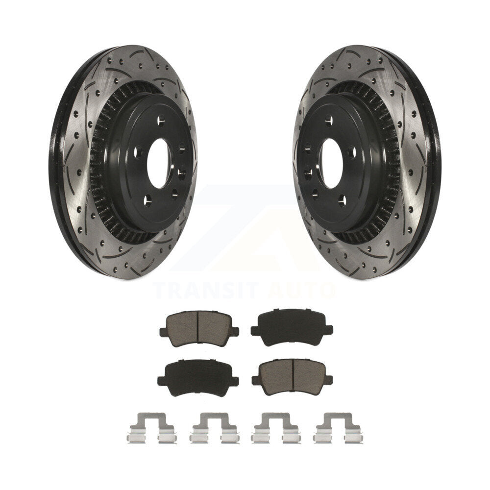 Coated Drill Slot Disc Brake Rotor Ceramic Pad Rear Kit For 2010-2017 Volvo XC60