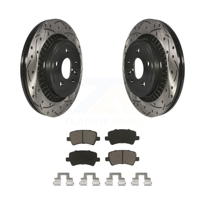 Coated Drill Slot Disc Brake Rotor Ceramic Pad Rear Kit For 2010-2017 Volvo XC60