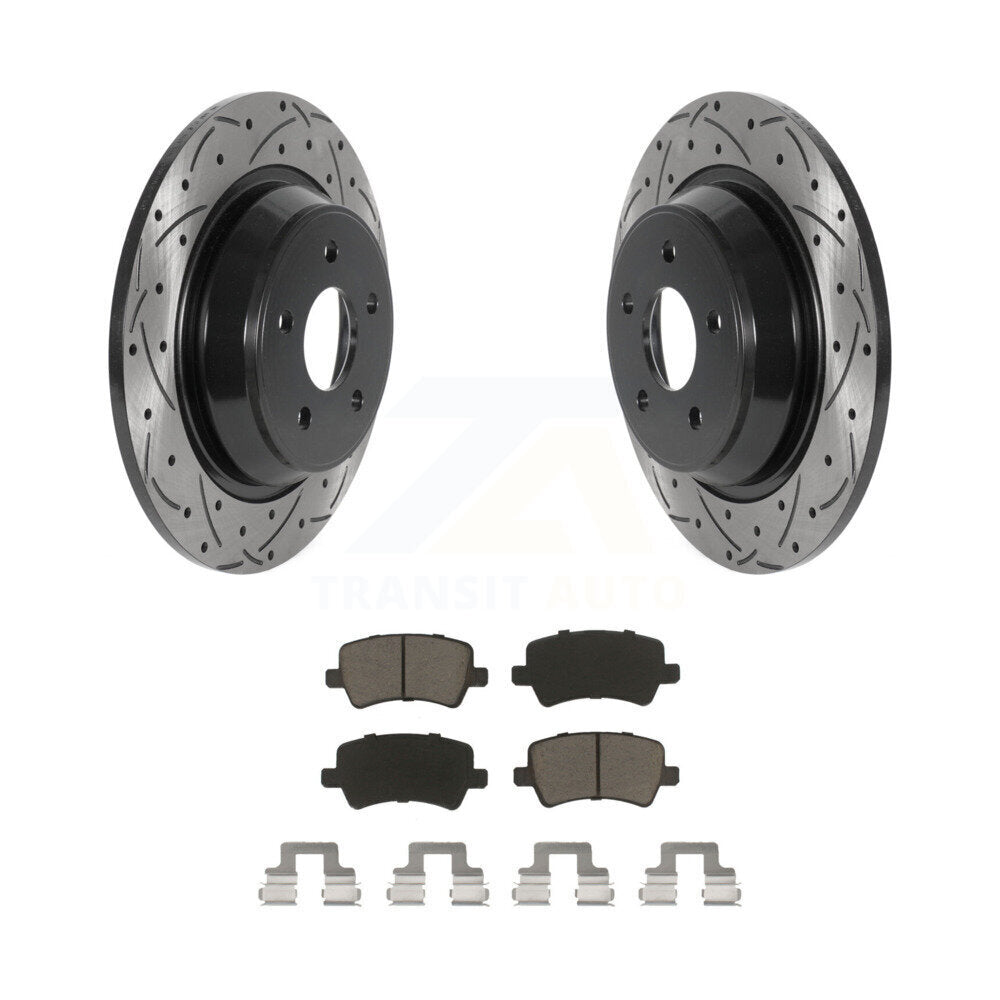 Drilled Slot Brake Rotors Ceramic Pad Rear Kit For 12-15 Land Rover Range Evoque