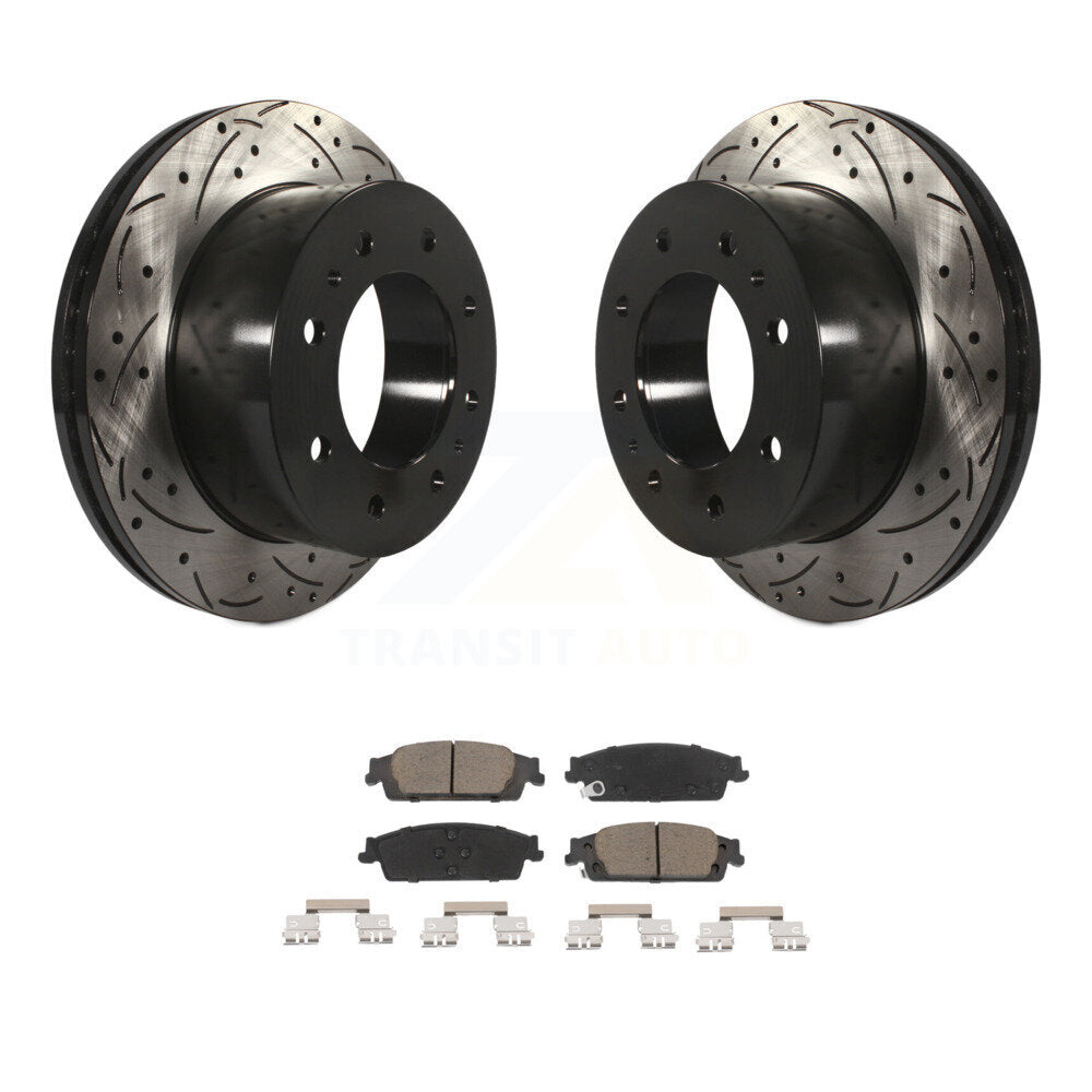 Coated Drilled Slot Disc Brake Rotor Ceramic Pad Rear Kit For Chevrolet Suburban