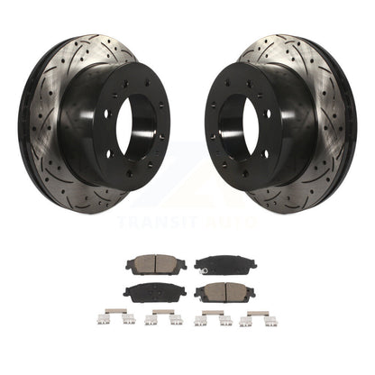 Coated Drilled Slot Disc Brake Rotor Ceramic Pad Rear Kit For Chevrolet Suburban