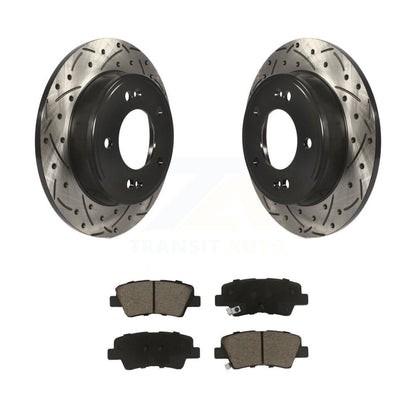 Drilled Slot Brake Rotor Ceramic Pad Rear Kit For Kia Forte Hyundai Kona Soul GT