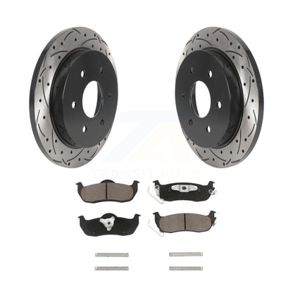 Drilled Slot Brake Rotor & Ceramic Pad Rear Kit For Nissan TITAN Armada INFINITI