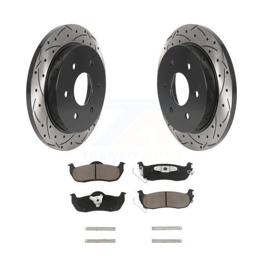 Drilled Slot Brake Rotor & Ceramic Pad Rear Kit For Nissan TITAN Armada INFINITI