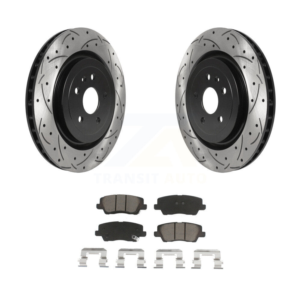 Coat Drill Slot Disc Brake Rotor Ceramic Pad Rear Kit For 2015 Cadillac CTS 6.2L