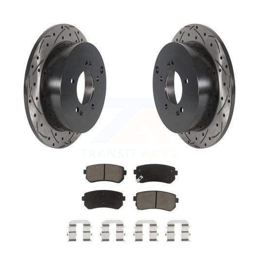 Drill Slot Brake Rotors Ceramic Pad Rear Kit For Hyundai Tucson Kia Sportage AWD