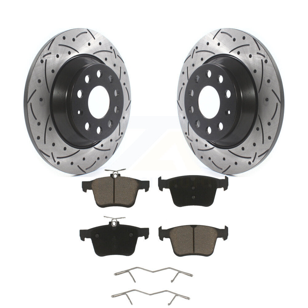 Drill Slot Brake Rotors Ceramic Pad Rear Kit For Volkswagen Tiguan Jetta Audi Q3