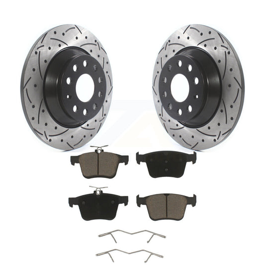 Drill Slot Brake Rotors Ceramic Pad Rear Kit For Volkswagen Tiguan Jetta Audi Q3