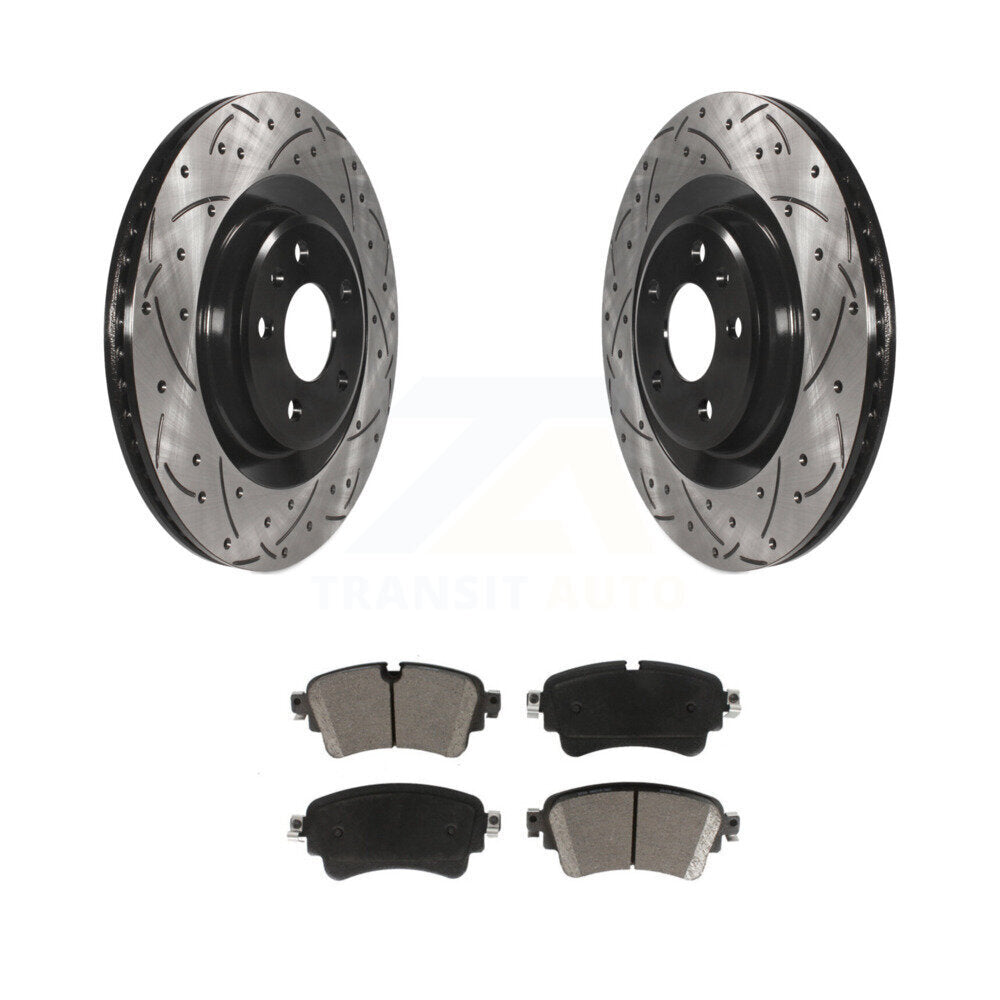 Drill Slot Brake Rotors Ceramic Pad Rear Kit For Audi Q5 A4 Quattro A5 Sportback