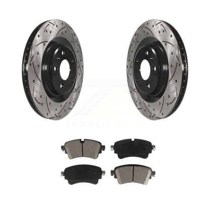 Drill Slot Brake Rotors Ceramic Pad Rear Kit For Audi Q5 A4 Quattro A5 Sportback