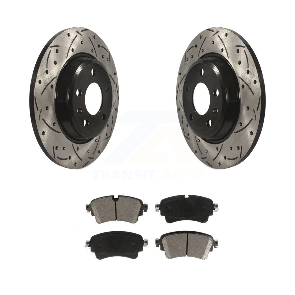 Drill Slot Brake Rotor Ceramic Pad Rear Kit For Audi A4 Quattro With Solid