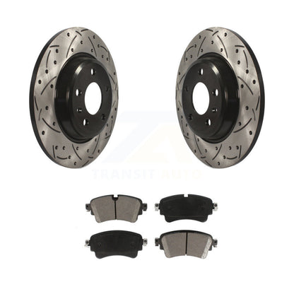 Drill Slot Brake Rotor Ceramic Pad Rear Kit For Audi A4 Quattro With Solid
