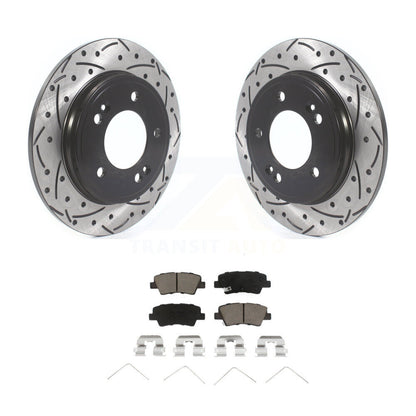 Drilled Slot Brake Rotor Ceramic Pad Rear Kit For Hyundai Elantra Ioniq Kia Niro