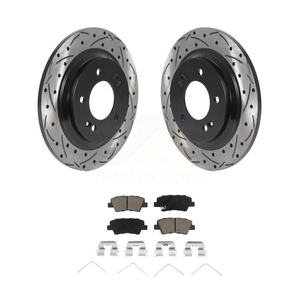 Coat Drill Slot Disc Brake Rotor Ceramic Pad Rear Kit For Hyundai Ioniq Kia Niro