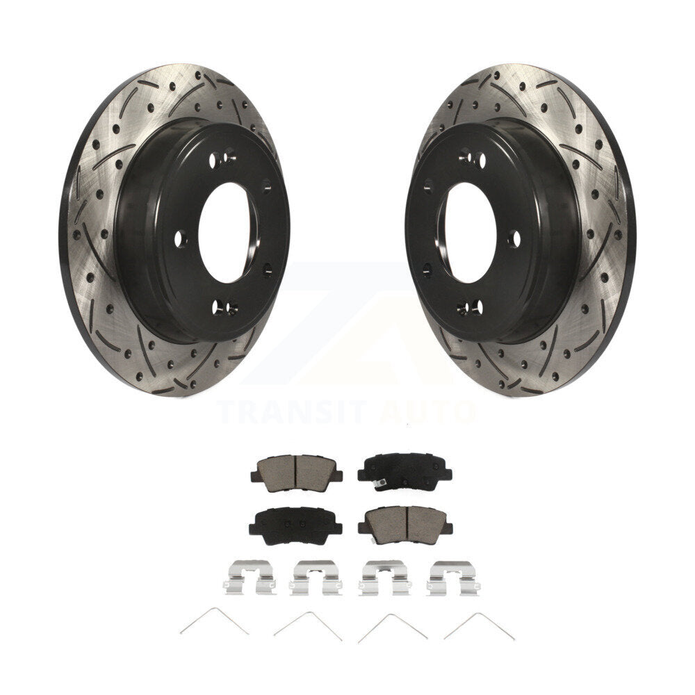 Drilled Slot Brake Rotor Ceramic Pad Rear Kit For Hyundai Elantra Venue Kia Soul