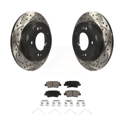 Drilled Slot Brake Rotor Ceramic Pad Rear Kit For Hyundai Elantra Venue Kia Soul