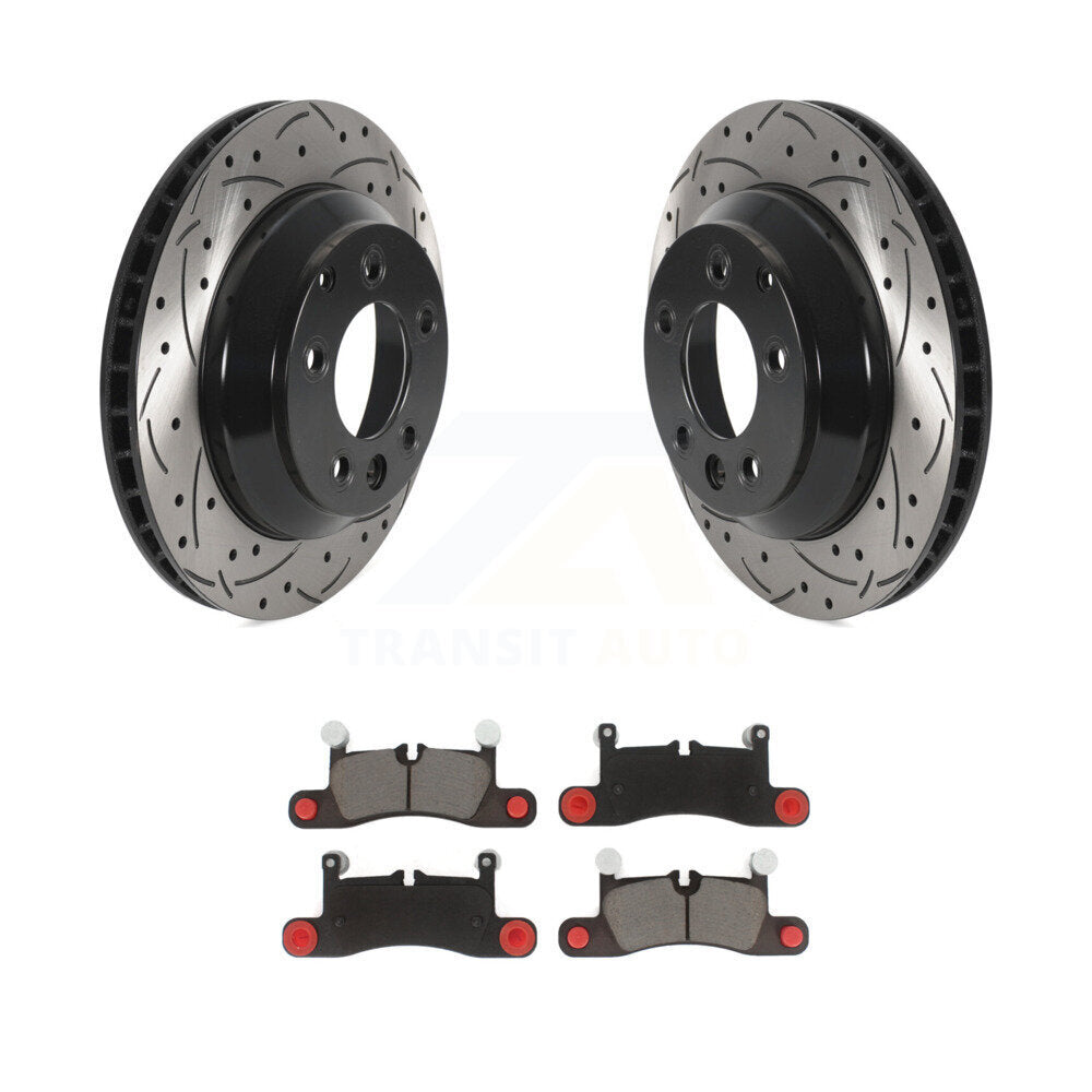 Drill Slot Disc Brake Rotors Ceramic Pad Rear Kit For Volkswagen Touareg Porsche