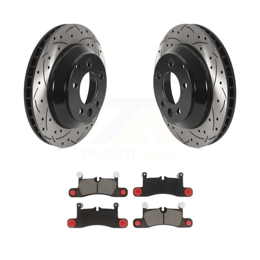 Drill Slot Disc Brake Rotors Ceramic Pad Rear Kit For Volkswagen Touareg Porsche