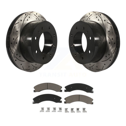 Drilled Slot Brake Rotor & Ceramic Pad Rear Kit For GMC Chevrolet Sierra 2500 HD