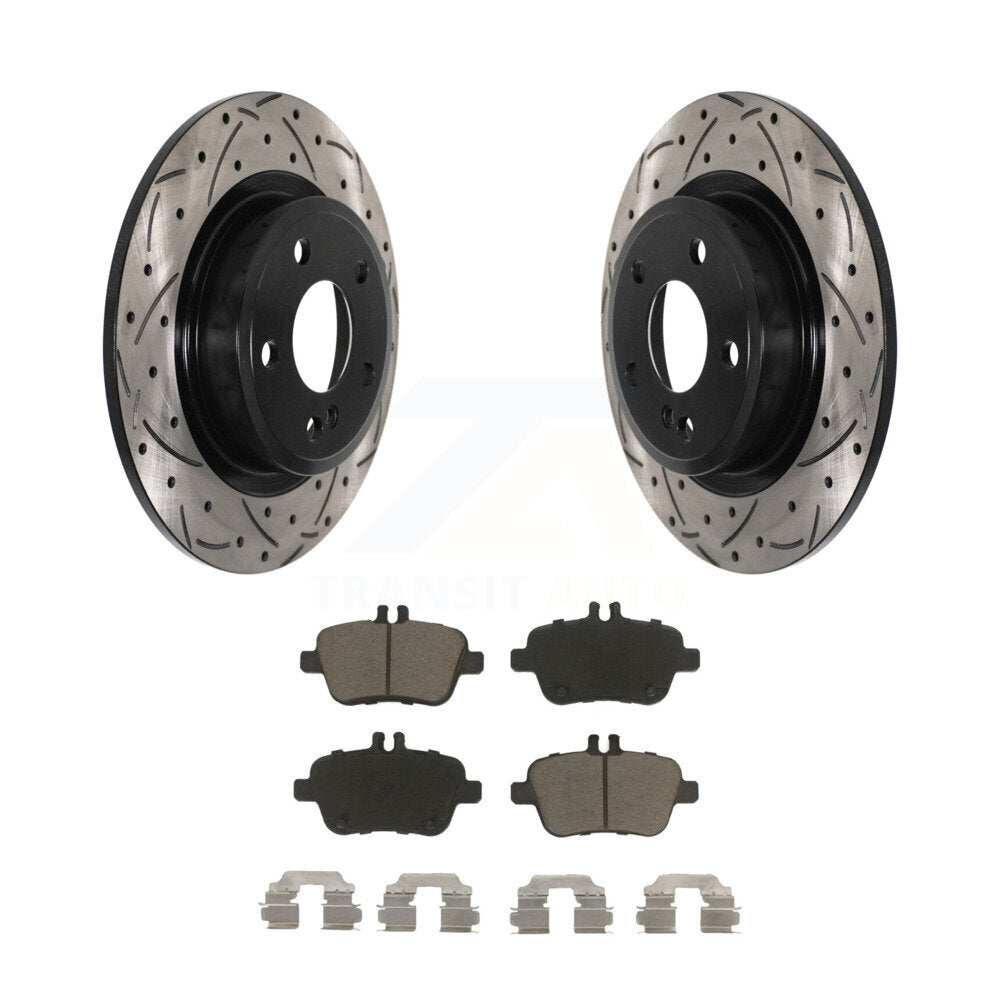 Drill Slot Brake Rotor Ceramic Pad Rear Kit For Mercedes-Benz GLA250 CLA250 B250