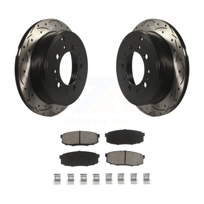 Drill Slot Brake Rotor Ceramic Pad Rear Kit For Toyota Tundra Sequoia Lexus Land