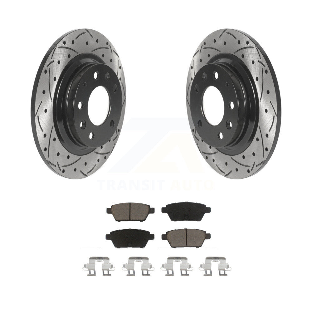 Drill Slot Brake Rotors Ceramic Pad Rear Kit For Ford Fusion Mazda 6 Lincoln MKZ