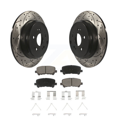 Drilled Slot Brake Rotors Ceramic Pad Rear Kit For Honda Odyssey Pilot Acura MDX