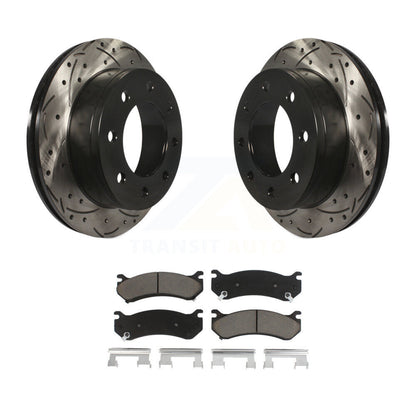 Drill Slot Brake Rotors Ceramic Pad Rear Kit For Chevrolet GMC Sierra 2500 HD H2