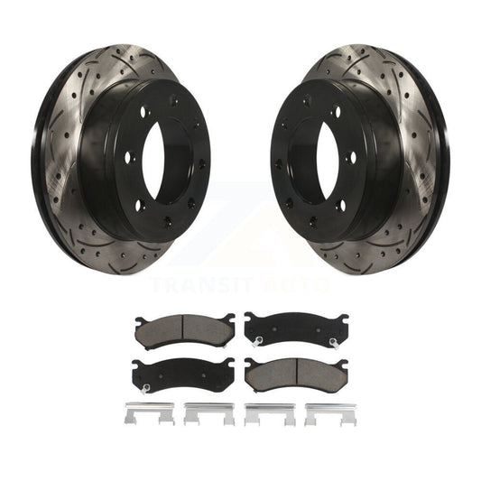 Drill Slot Brake Rotors Ceramic Pad Rear Kit For Chevrolet GMC Sierra 2500 HD H2