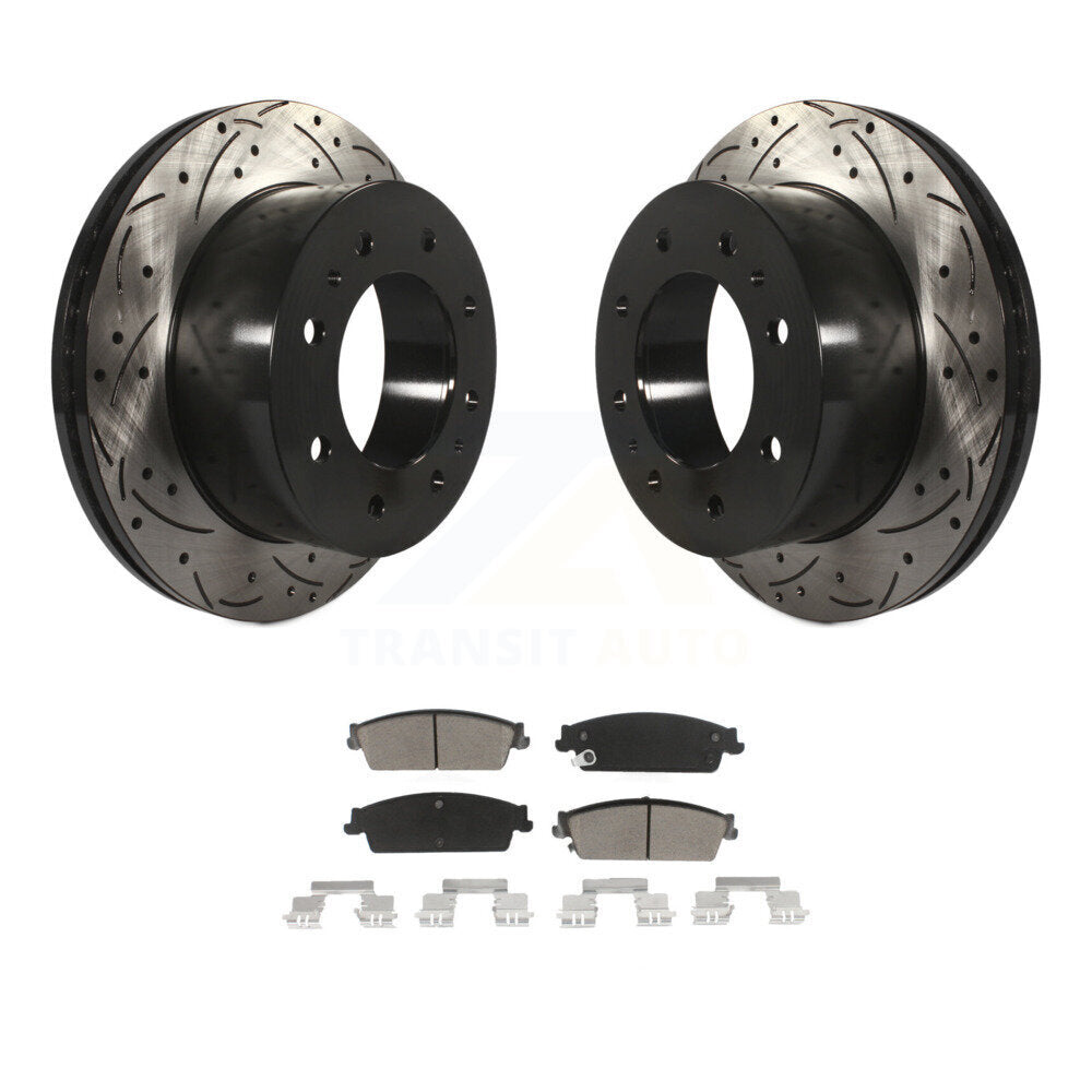 Drill Slot Brake Rotors Ceramic Pad Rear Kit For Chevrolet Silverado 1500 Hybrid