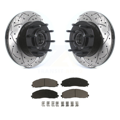Drill Slot Brake Rotor Hub Ceramic Pad Front Kit For Ford F-350 Super Duty F-250
